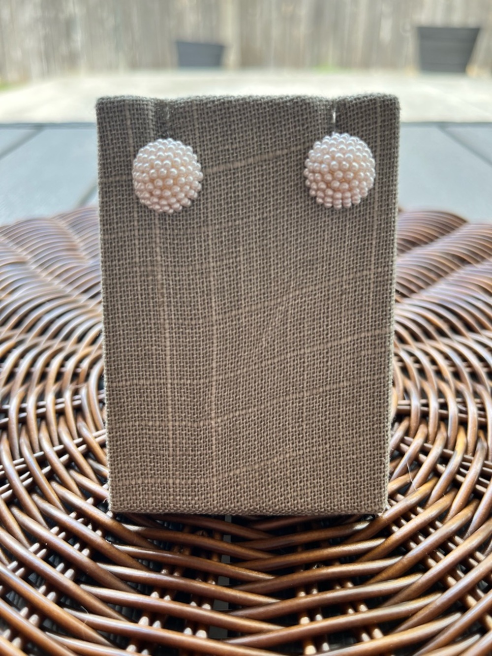 J. Crew White Beaded Cluster Stud Earrings